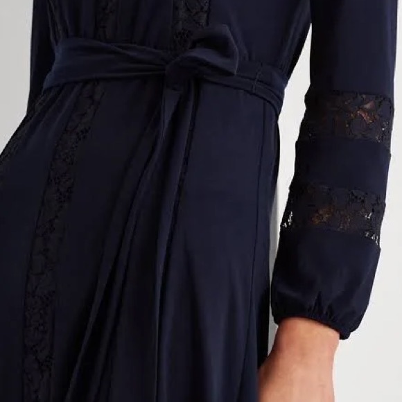 Lauren RL Navy Jersey Lace-Sleeve Dress sz 6 - Picture 6 of 11
